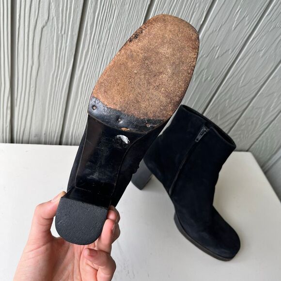 VTG Clergerie Paris Black Suede Platform Ankle Boots Women’s SZ 7.5–8 France - Picture 6 of 11